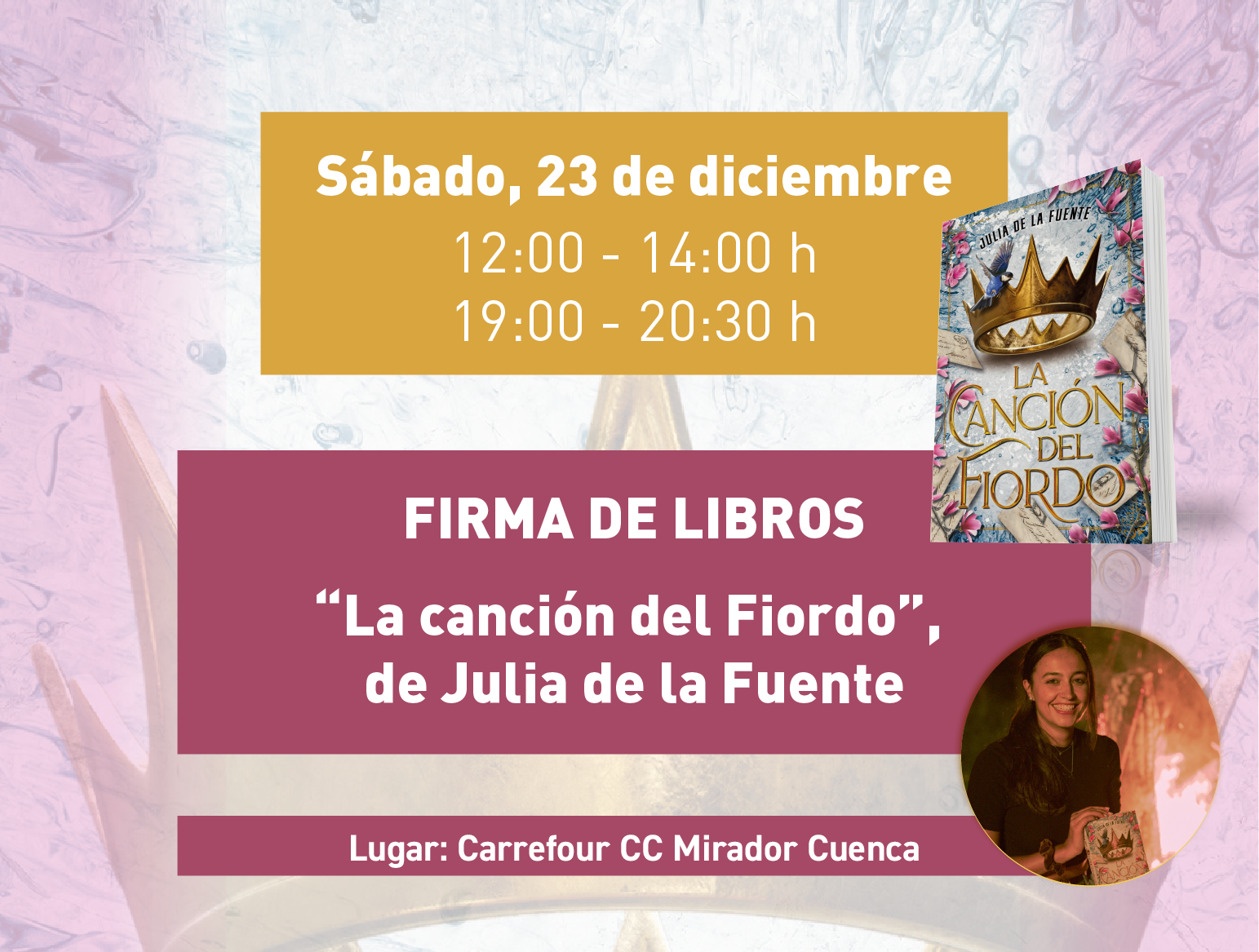 Este sábado, Julia de la Fuente firma ejemplares en Carrefour - El mirador  de Cuenca